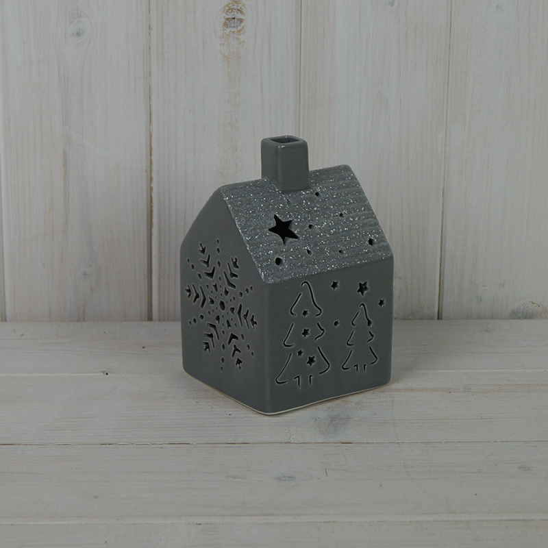 Large Ceramic light up grey house (10.5cm) detail page